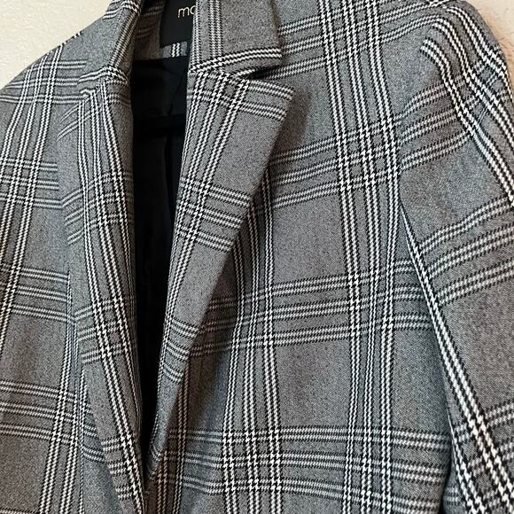 Maje Vaime Plaid Long Length Blazer Gray Black 38 EUR Medium Check Suit Jacket - Picture 5 of 11
